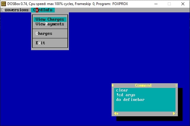 foxpro 2.6 for dos commands